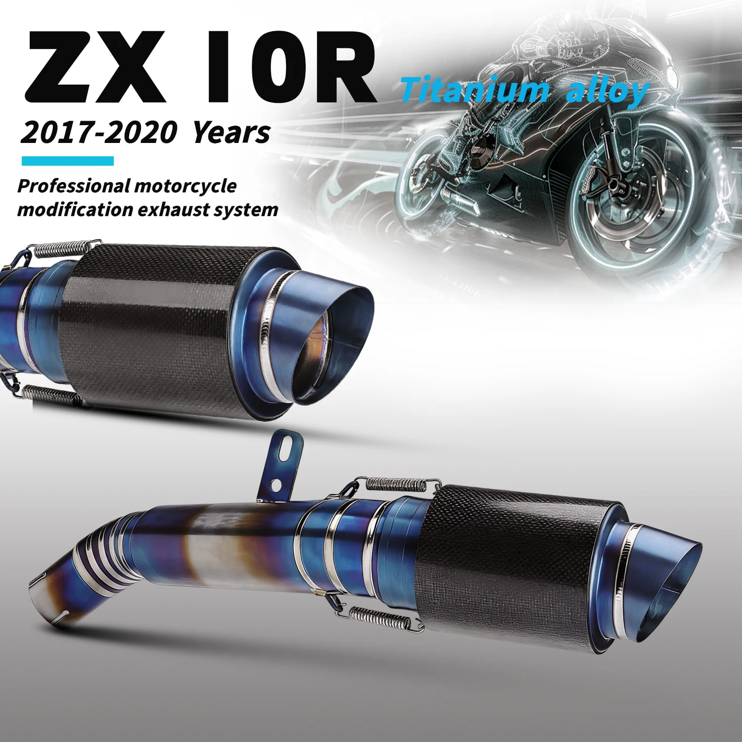 

Модификация выхлопной системы для мотоцикла ZX10R 2017-2020 годов выпуска с полным титановым сплавом, средней секцией и концевой трубой, диаметр 76 мм.