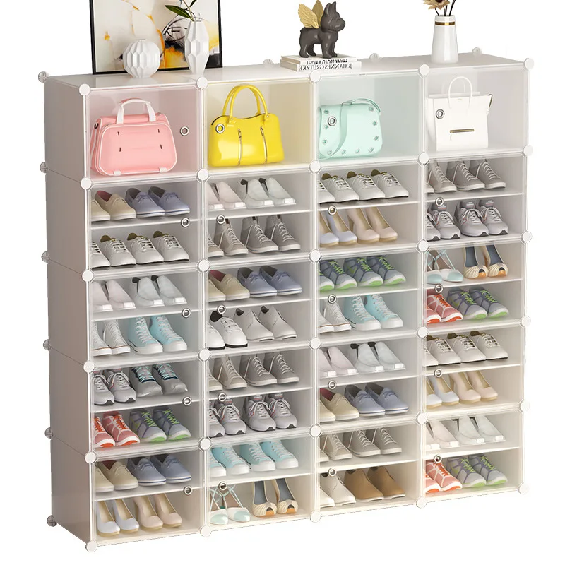 AU 6-12 Tier Shoe Rack Large Capacity Storage Multi-Cube Stackable Clothes Shelving Modular DIY Plastic Tower Dustproof Cabinet