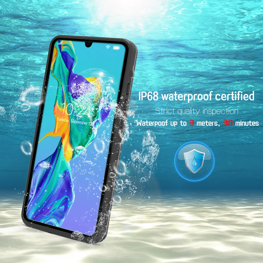 Shellbox IP68 Waterproof Case for Huawei P30 Pro Shockproof Heavy Duty Defender Cover Diving Case with Built in Screen Protector