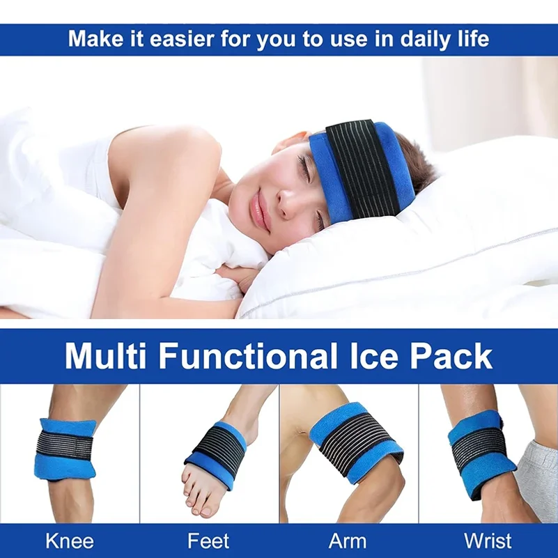 Gel Ice Packs With Elastic Strap Adjustable Wrap Hot Cold Compress Gel Packs For Shoulder Back Knee Neck Ankle
