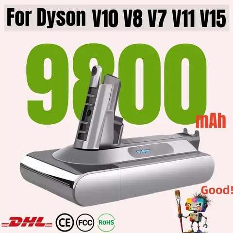100%New Compatible with Dyson V10 V8  V11 V15 V7 Series SV07 SV09 SV10 DC62 Vacuum Cleaner rechargeable battery