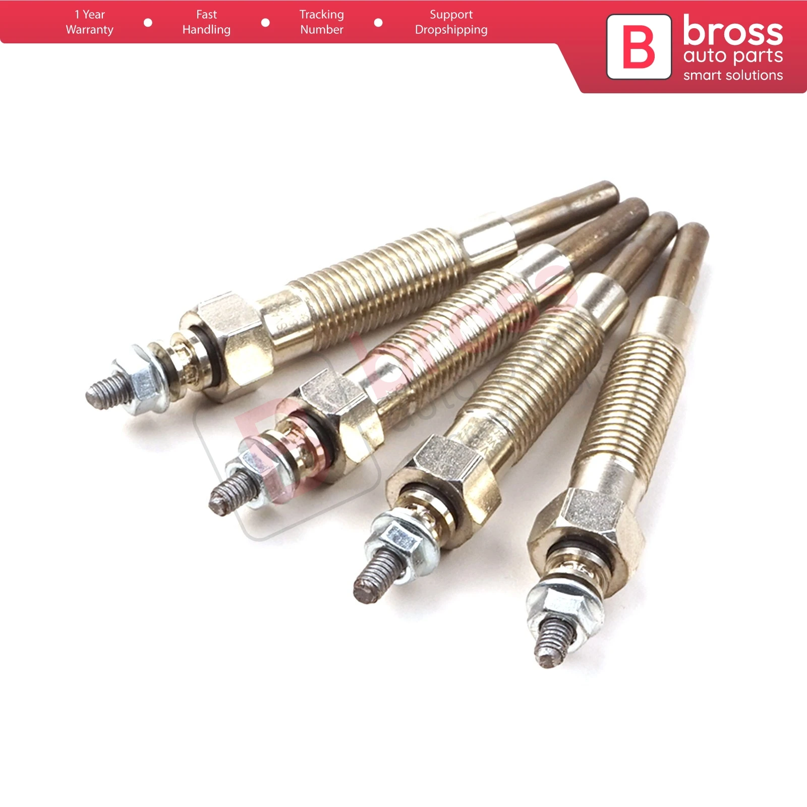 Bross BGP80-1 4 Pieces Heater Glow Plug 11 Volt MD197511, GN107, 0100226511, 0 250 202 093, CY57 for Mitsubishi Hyundai