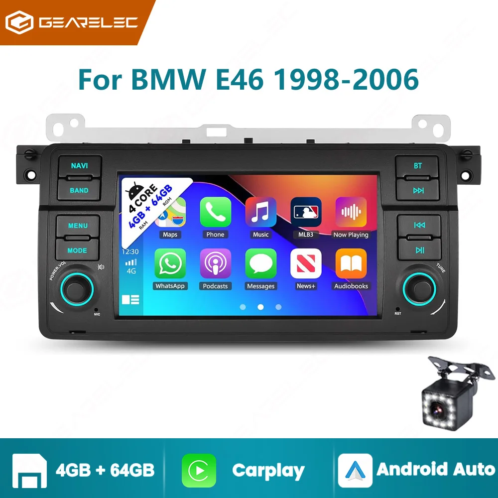 Android 14 Autoradio voor BMW E46 1998-2006 7 ''Autoradio Carplay Android Auto Bluetooth GPS FM WiFi Auto Multimedia Speler - afbeelding 2