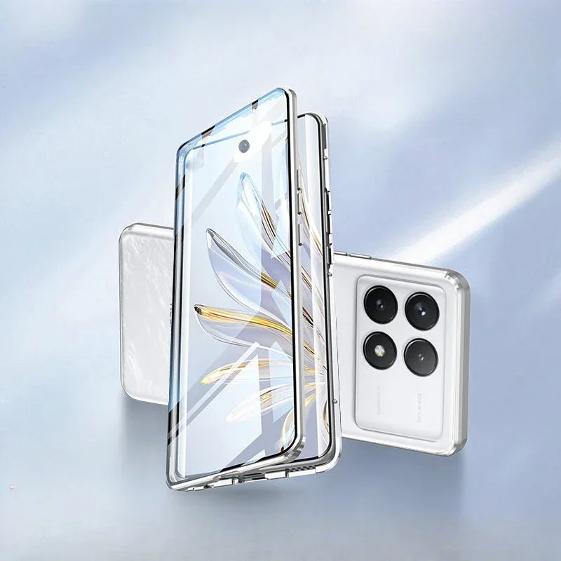 

Double-Sided Tempered Glass Phone Case Full Lens Protection For Poco X7 X8 Pro Max X6 Metal Magnetic Bumper Back Cover Cases