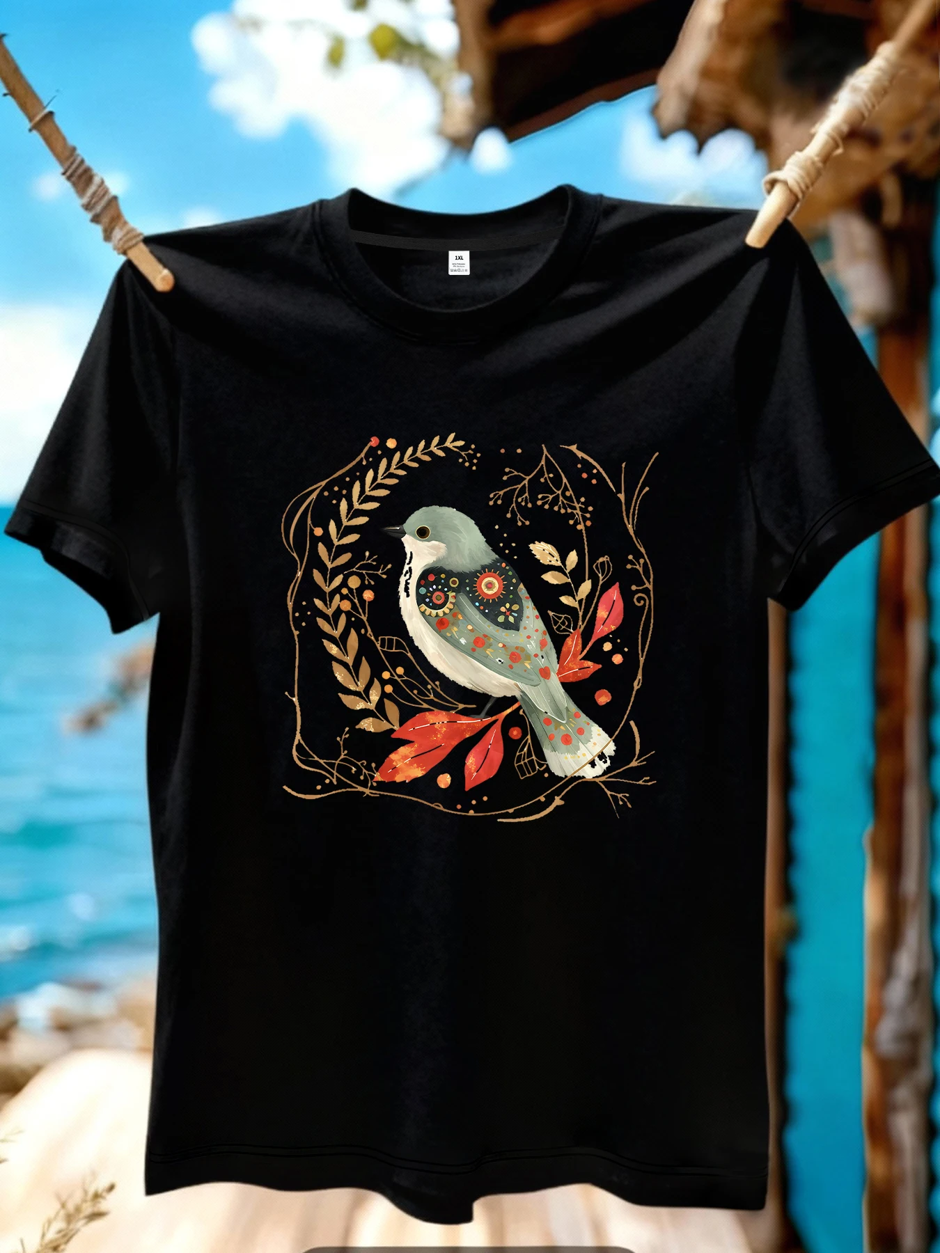 

【JYDX1164】Женская футболка с круглым вырезом и принтом птиц, больших размеров, летняя повседневная уличная модная женская футболка с коротким рукавом в стиле Джокер