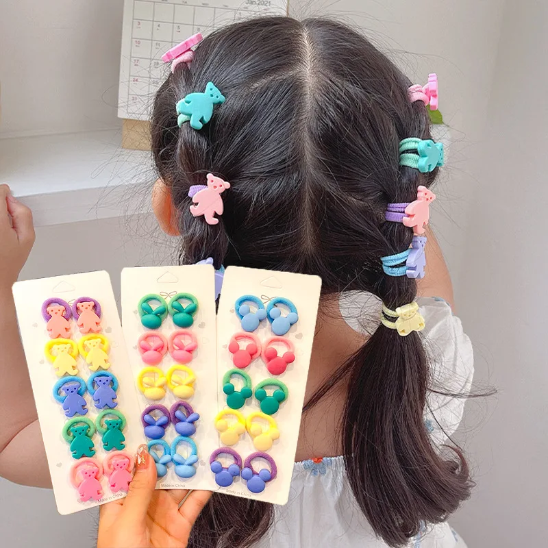 1Set Cute Children Elastic Hair Bands for Kids Girls Candy Color Scrunchies Hair Rope Sweet Hair Circle Baby Hair Accessories