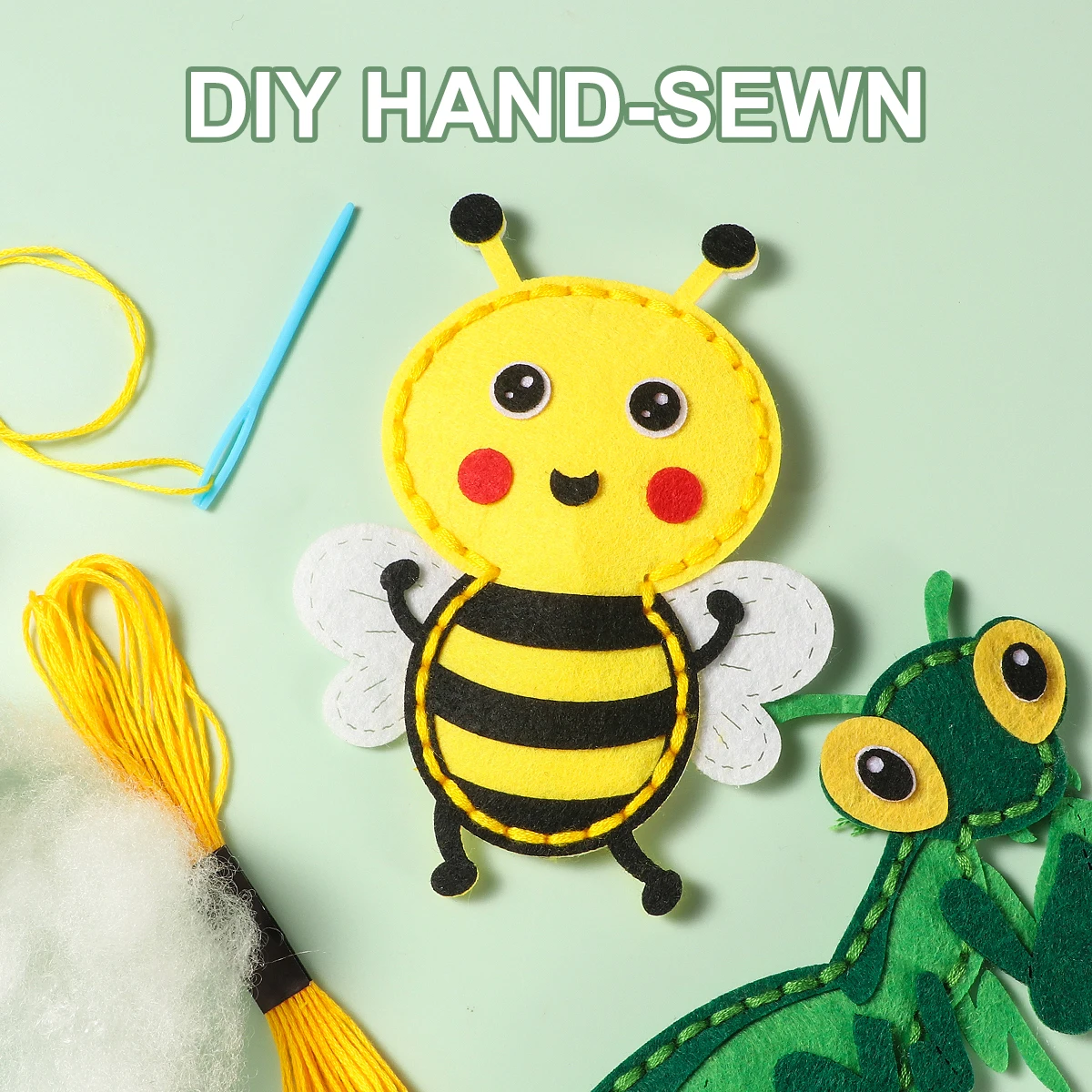 5-delige doe-het-zelf-insectennaaiset; Handnaaimaterialen voor beginners voor het naaien van plezier; Schattig insectenvormig zakje voor geschenken; Creatieve Handi