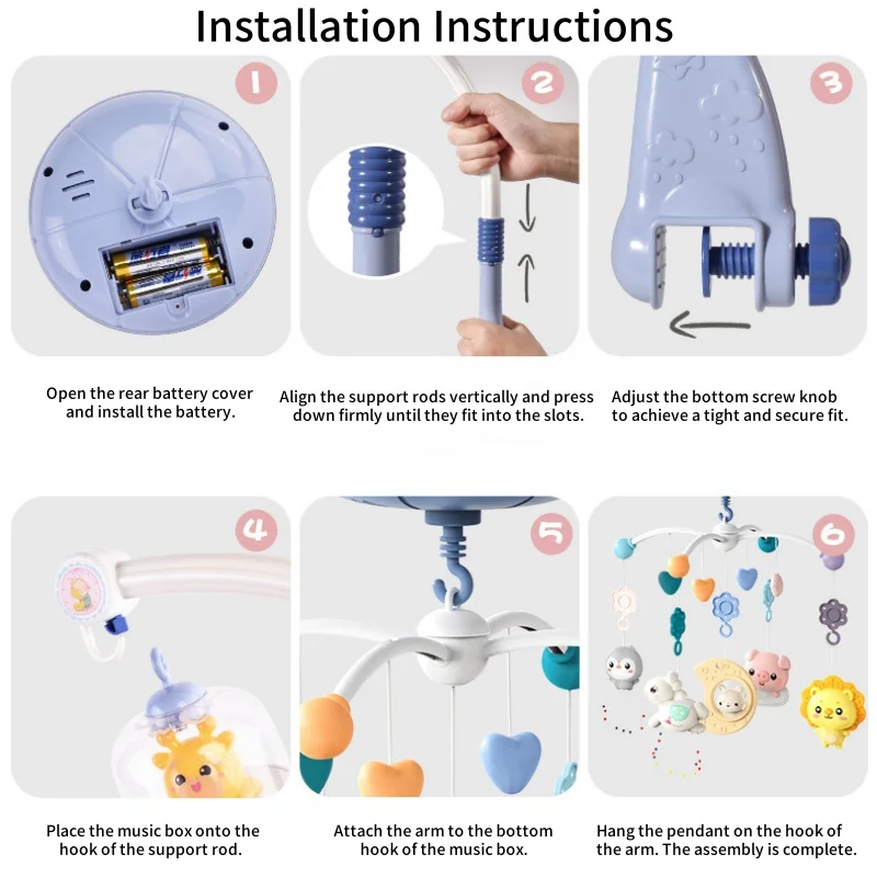 ベビーベッドベルチャイム、0～1歳向けの子供用製品、リモコン音楽回転ベッドサイドベル、赤ちゃんを落ち着かせるおもちゃ、ギフト