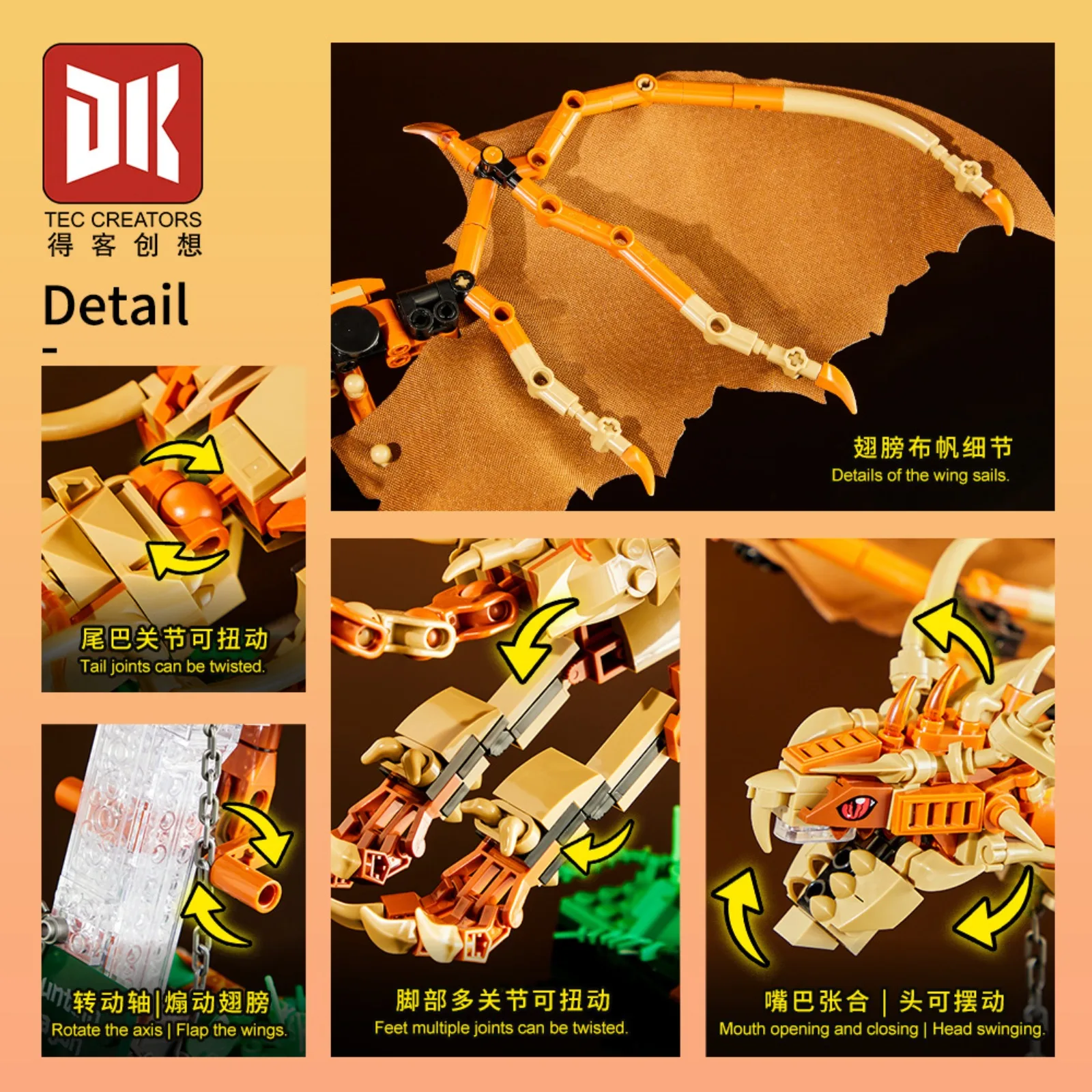 7055 Summit Dragon Collectible Mecha Model - STEM Building Blocks Kit for Kids, Birthday Gift