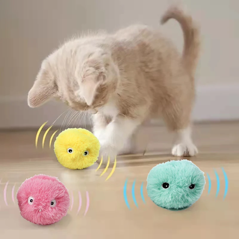 Pelota interactiva inteligente para gatos, juguete de entrenamiento de hierba gatera eléctrica de felpa, producto para mascotas con sonido táctil