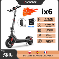 iScooter iX6 1000W Powerful Motor Electric Scooter 17.5Ah 45km/h Anti-skid Electric Kick Scooter 11 inch Off Road Scooters Adult