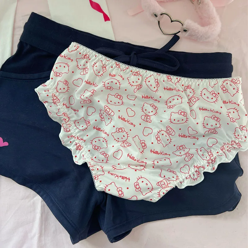 HelloKitty Sanrio النساء سراويل الكرتون مثير T على شكل Underpant فتاة ملخصات الراحة التهوية Kawaii موضة Pantys الملابس الداخلية