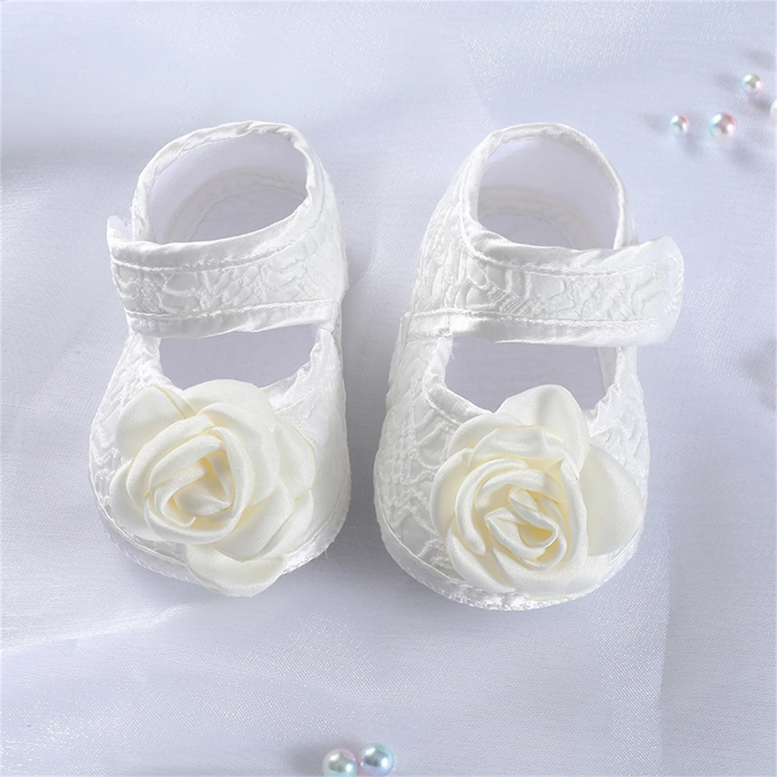 

New White Lace Princess Shoes Soft Sole Baby Toddler Shoes Full Moon Hundred Days Matching Dress Newborn Shoes 0-12 Months