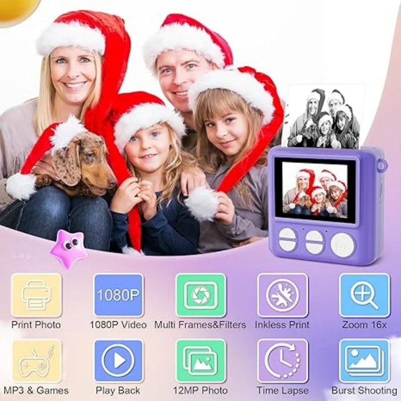 Children Digital Camera 1080P HD Toys Thermal Print Camera for Boys Girls Study Mini Camera Toys Best Birthday Christmas Gifts
