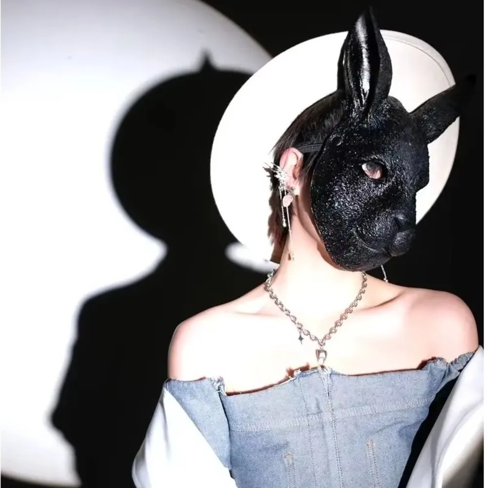 Steampunk Anime Bunny Masquerade Mask Full Face Punk Rabbit Mask Headwear PU Halloween Mask Gift 2