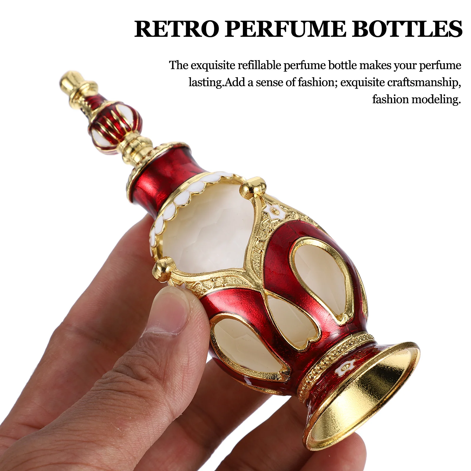 Contenitore di profumo riutilizzabile per bottiglia di olio di vetro da 25 ml per toner per lozione per aromaterapia da viaggio Elegante fattura in stile arabo retrò