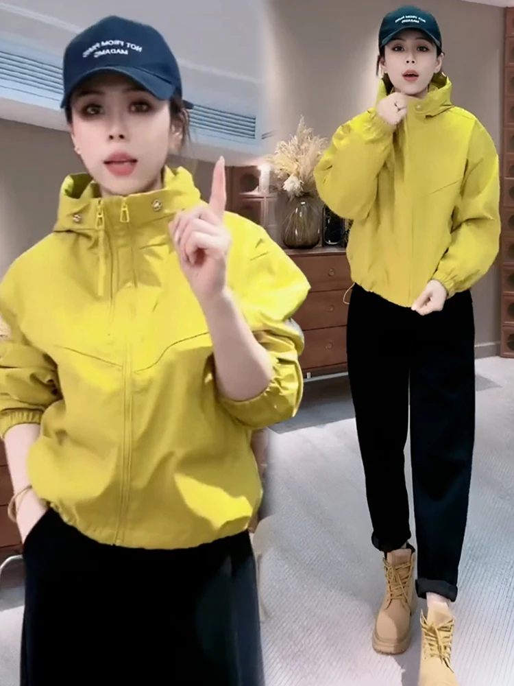 

Trendy Hooded Zipper Jaet Women's Spring Autumn New Sle Cact Size Faionable Match All Top Warmth Commute Sle Loose...