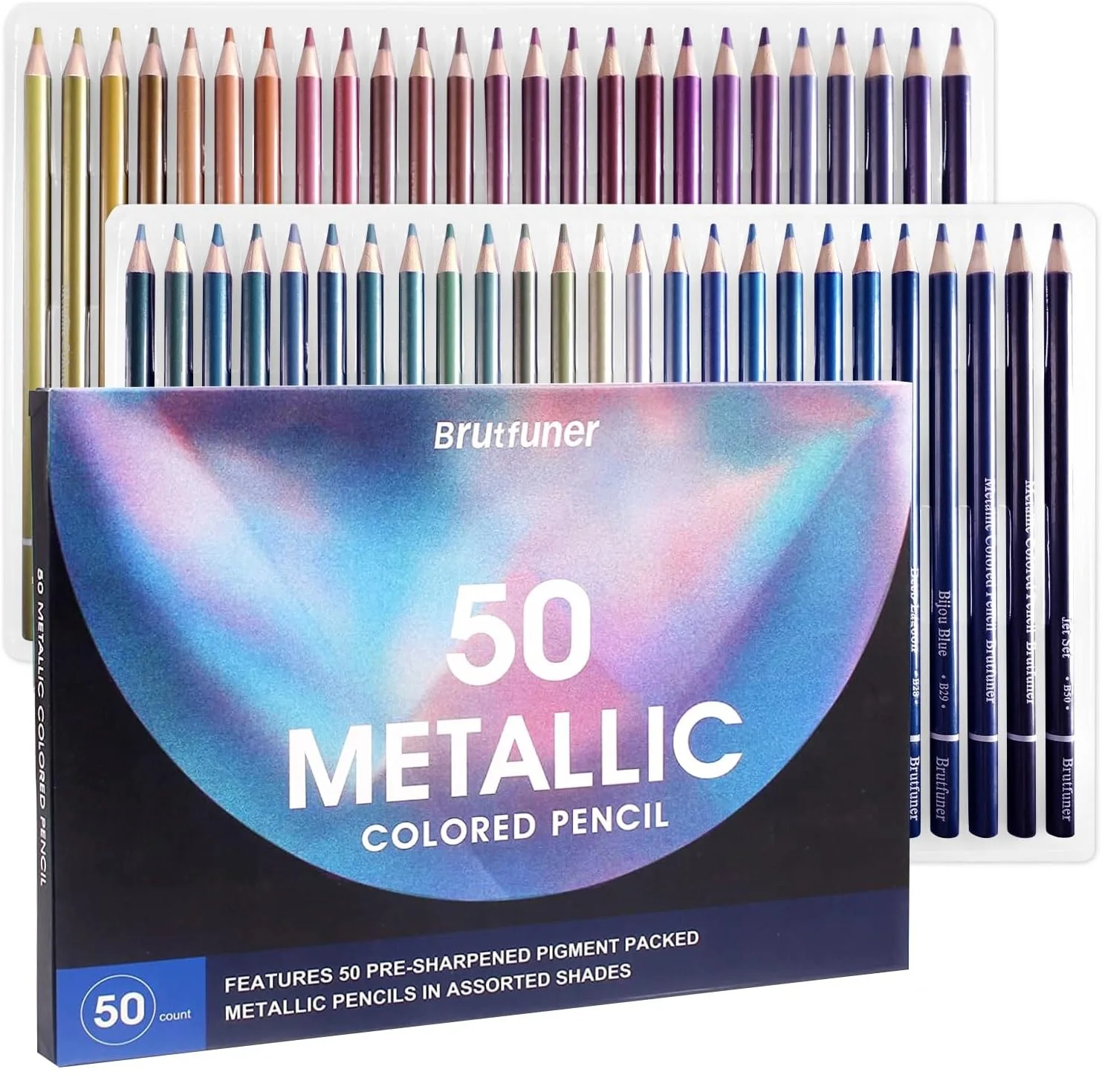 24/50/72 Kleuren Metallic Kleurpotloden Set |   Soft Core Glitter Kleurpotloden voor kunstenaars die schetsen en kunstbenodigdheden tekenen