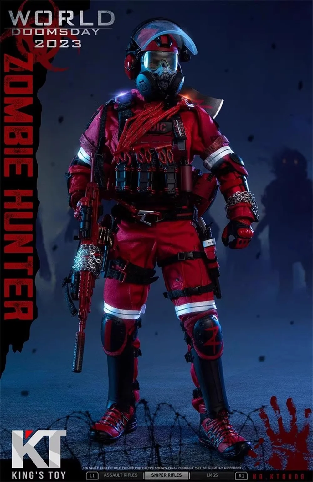 King Toys KT 8009 Soldatenpuppe, Zombie-Killer-Geist, männliche Puppe, komplettes Set, bewegliche Actionfigur, ca. 12 Zoll, 1/6