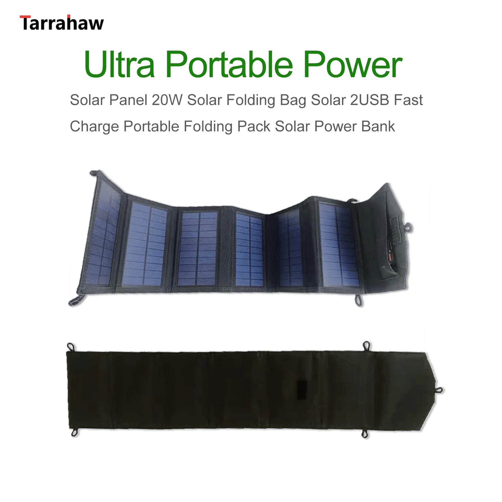 

20W Solar Panel Foldable Bag USB Mobile Phone Fast Charger Ports Portable Outdoor Power Bank for Hiking Camping Cycling Driving