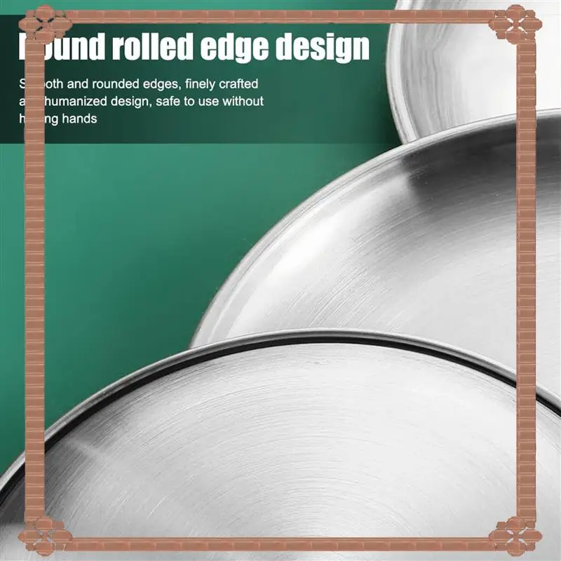 

24-Hour Delivery Pack Of 10 Stainless Steel Plates, 20 Cm Stainless Steel Round Tableware, Sturdy Stainless Steel Plates, Campin