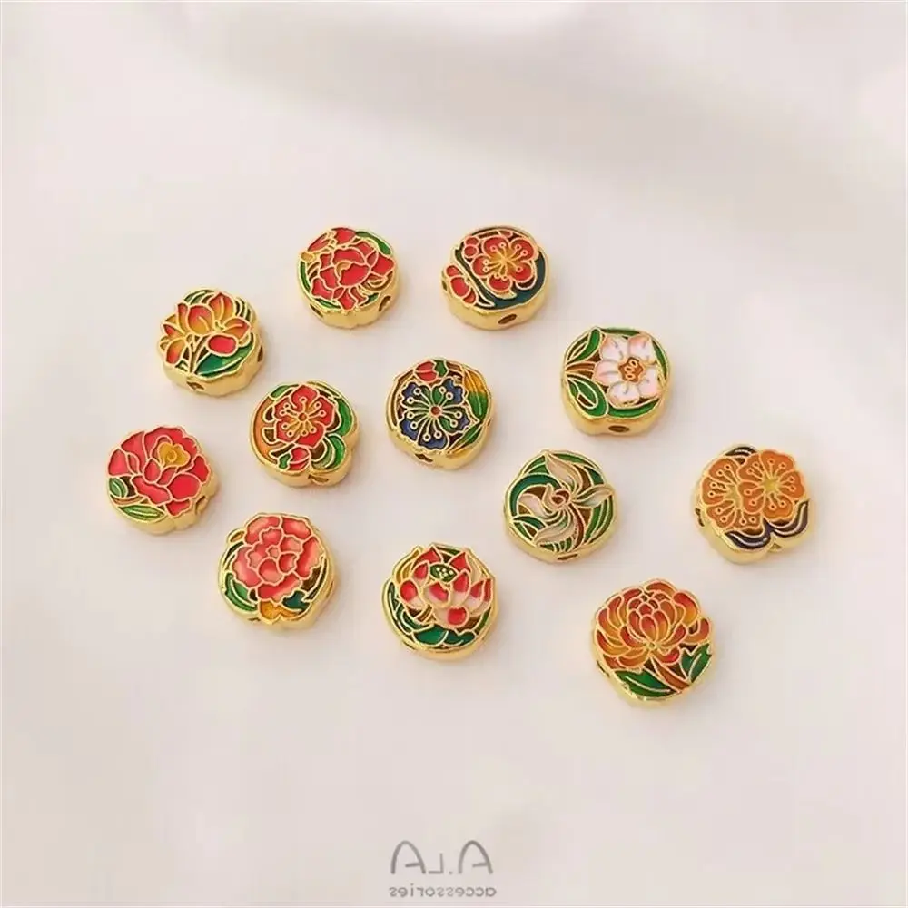 

Sha Jin Shao Lan Enamel December Birthday Flower Through Hole Transfer Bead DIY Bracelet String Rope Separation Bead Accessories