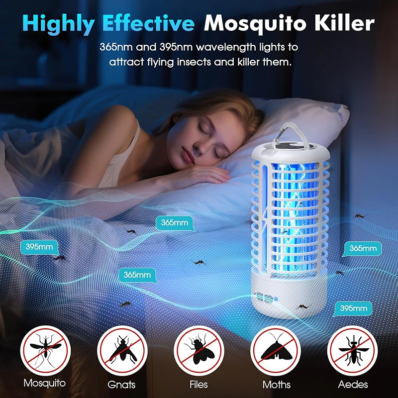 uv蚊取りランプ-電気ledハエ蚊蛾トラップ-フック付き-室内寝室キッチンダイニングルーム用
