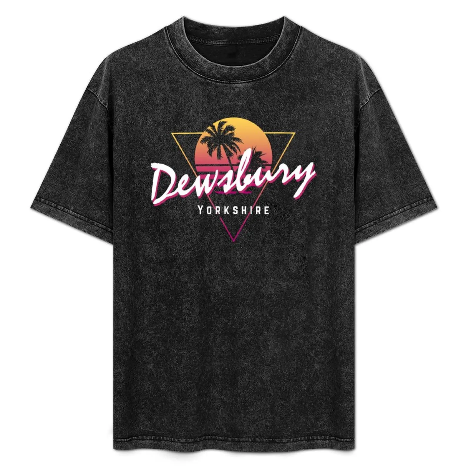 

Funny 80s Retro Sunset 'Dewsbury' Yorkshire T-Shirt shirts graphic plain blanks fruit of the loom mens t shirts