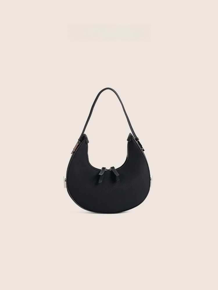 

Dotlyn Retro Metal Bule Handbag Moon ape Luxury Commuter Bag Women's Faionable PU Leather Handbag Medium Size