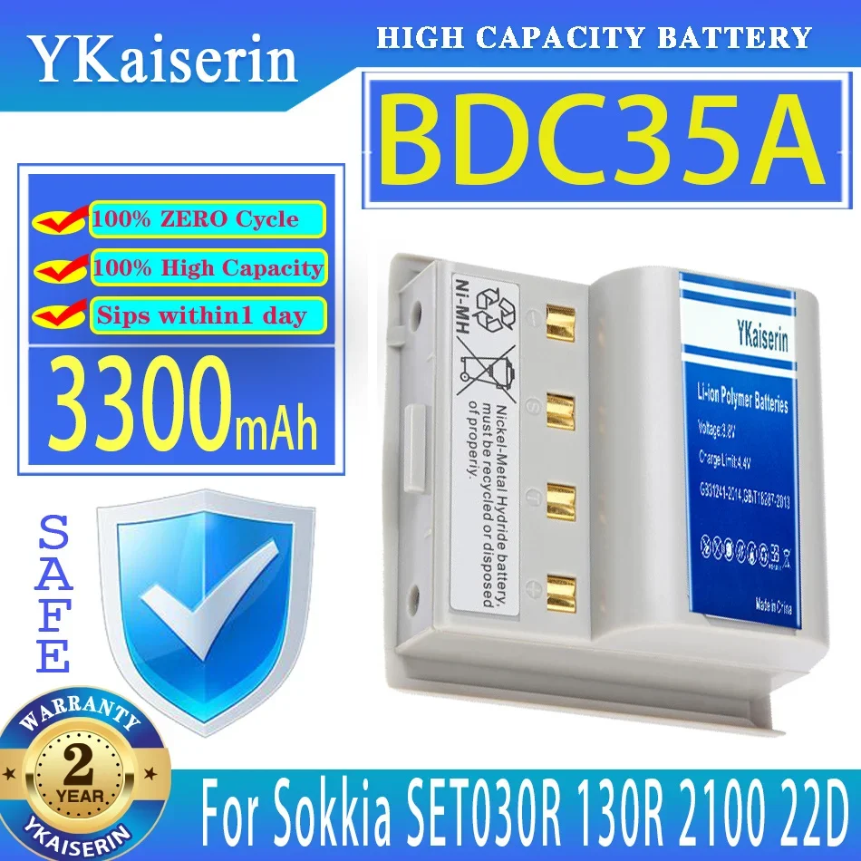 YKaiserin 3300mAh Replacement Battery BDC35A For Sokkia 22D SET030R 130R 2100 Batteries