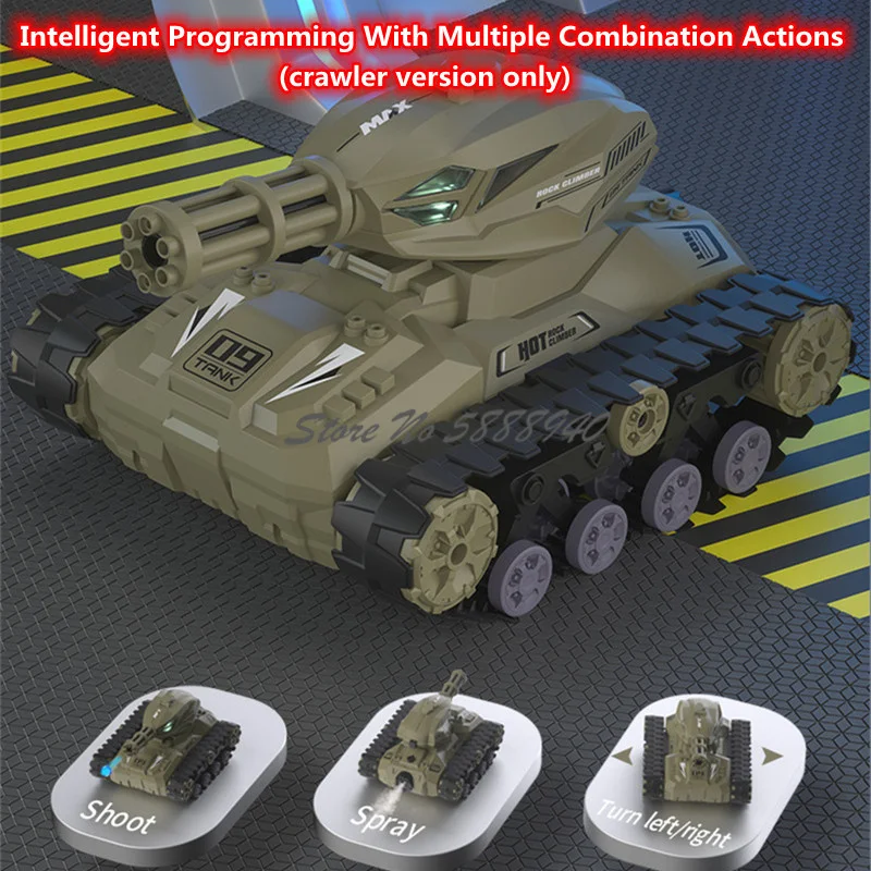 Bombe à eau bataille RC réservoir double Mode de contrôle montre détection une clé pulvérisation balle de feu Auto DEMO 4WD hors route Mecha course voiture jouet