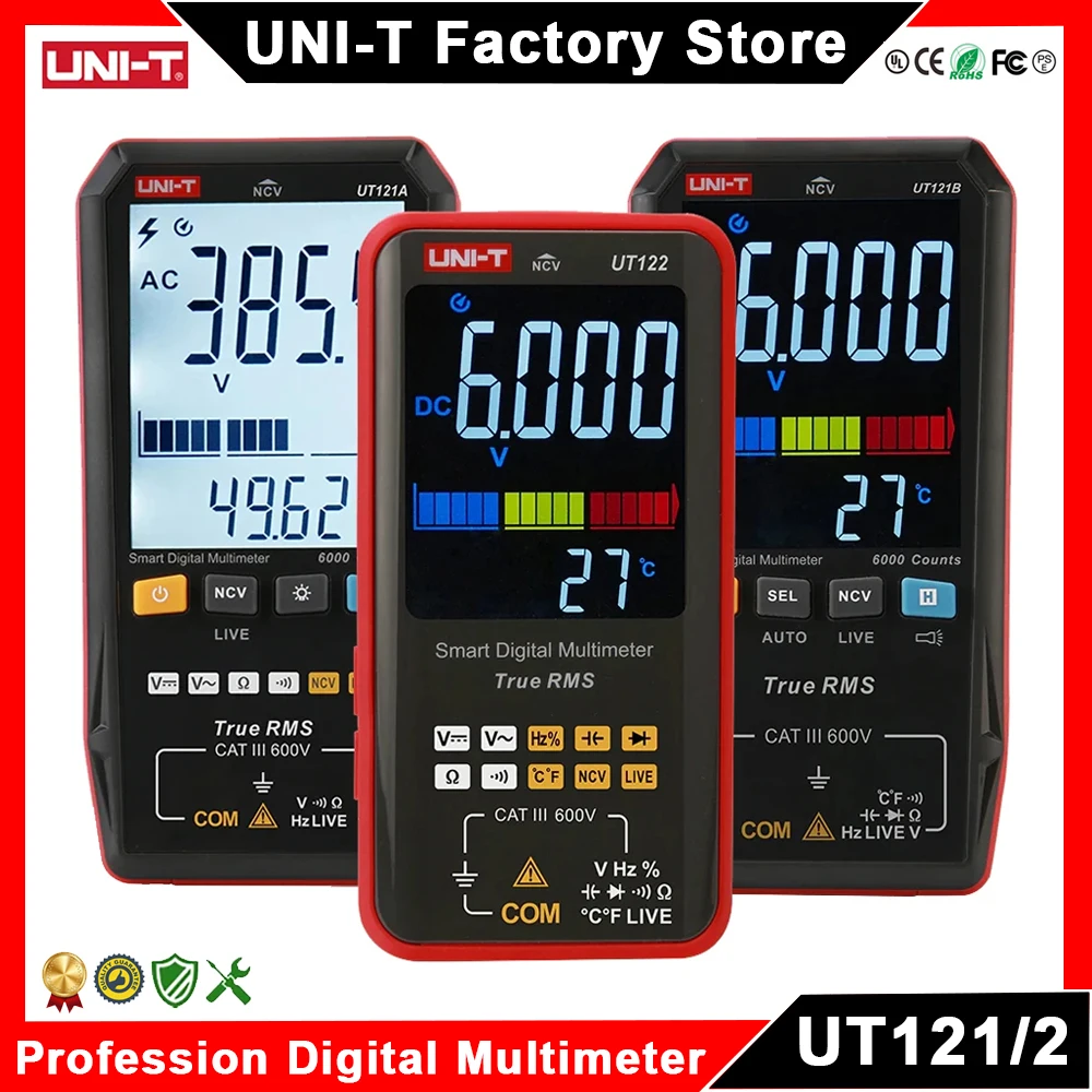 UNI-T UT121 UT122 الذكية المتعدد الفولتميتر الرقمي المهنية التيار المتناوب/تيار مستمر الجهد متر أوم السعة هرتز كهربائي تستر