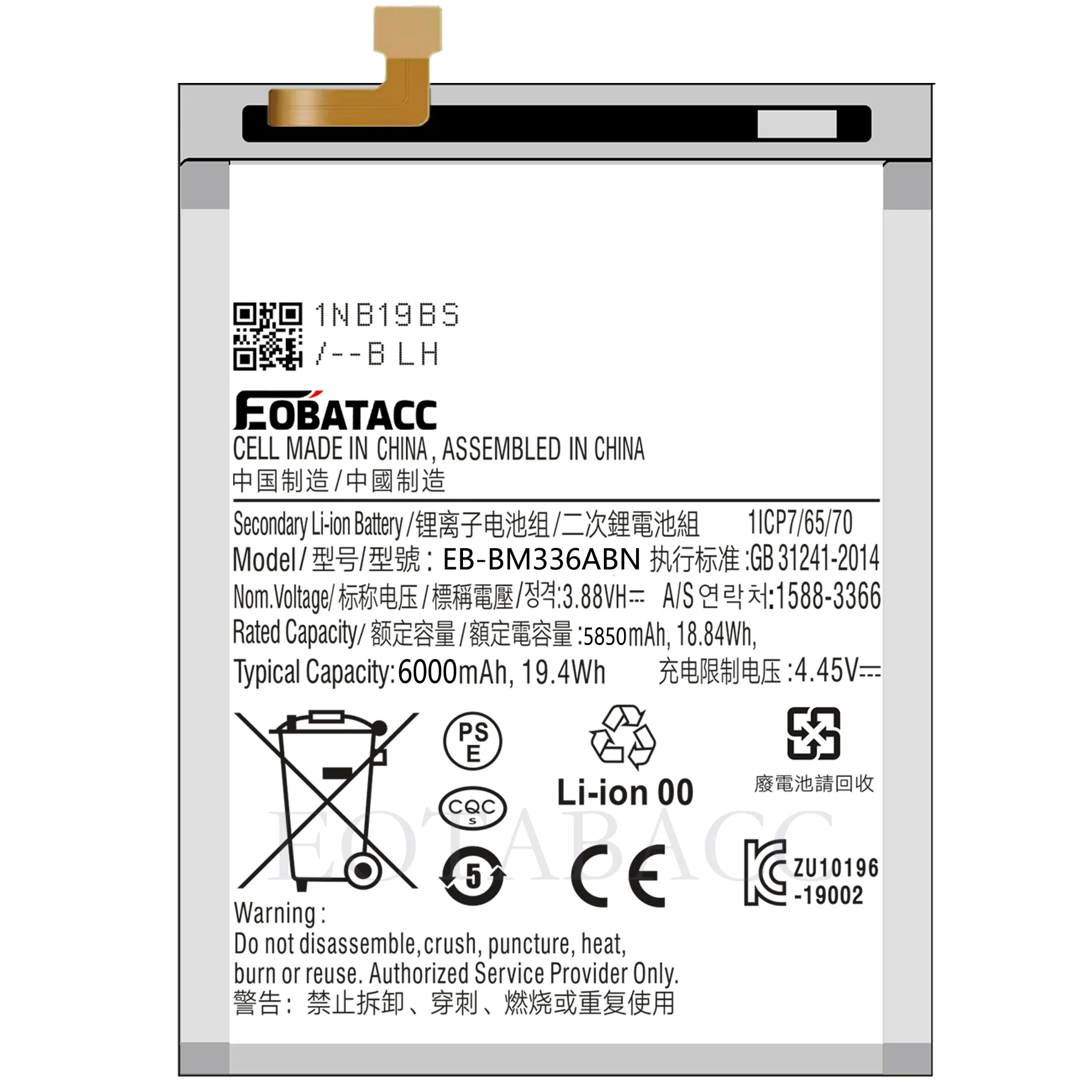 EOTABACC 100% New high capacity Battery EB-BM336ABN For Samsung M33 5G/M13 4G/F13 Battery +Tools