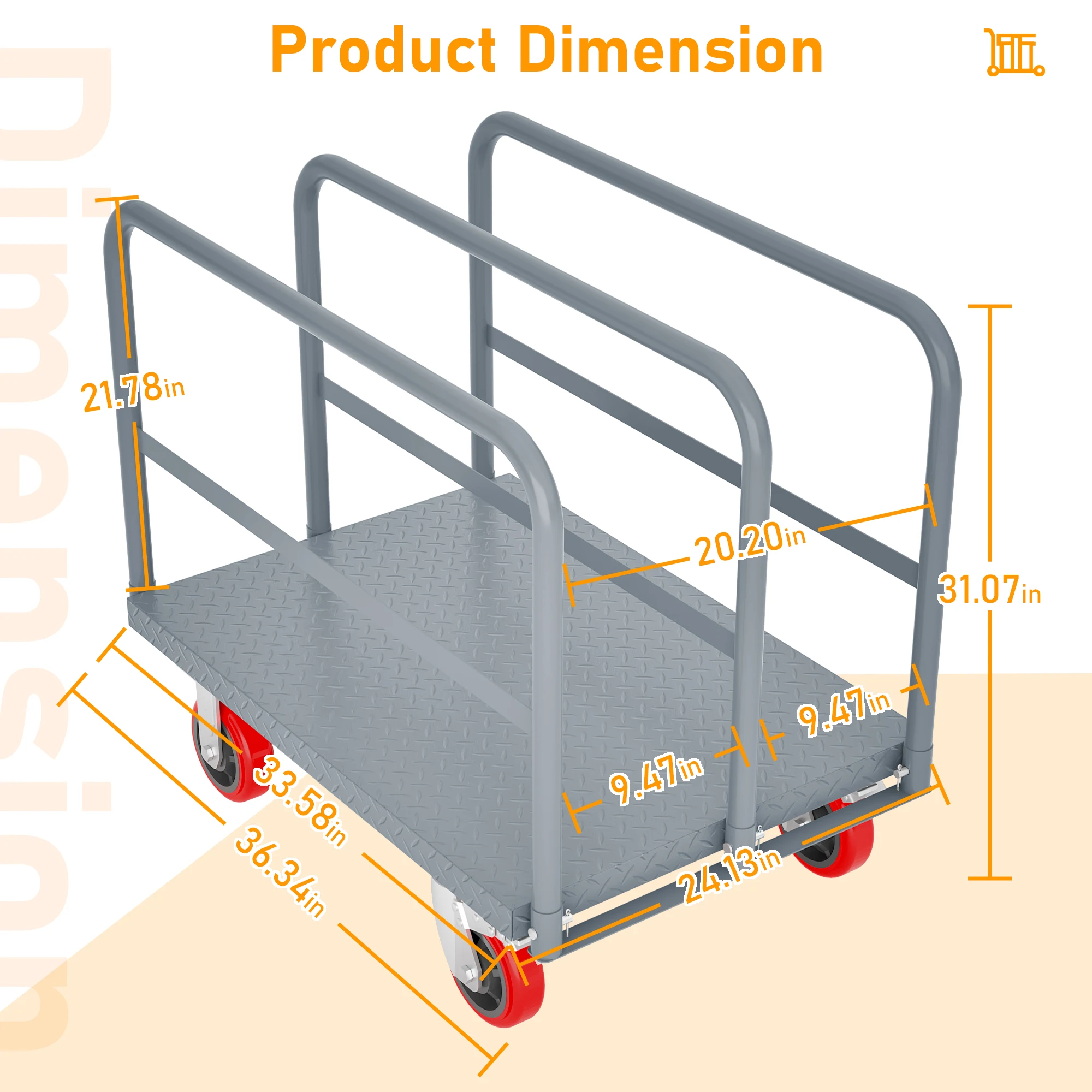 LZBEITEM Steel Panel Truck, Lumber Cart Platform Truck Flat Cart, 2000lbs, 6