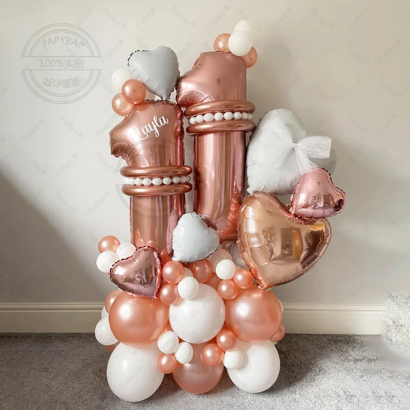 57 Stück Roségold-Zahlen-Folienballons-Set, metallische Latexballons für alles Gute zum Geburtstag, 1–30 Geburtstag, Party-Dekorationen