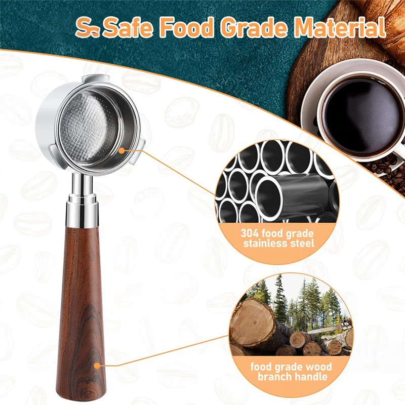 A58E-бездонный фильтр 51 мм, держатель бездонного фильтра для кофе для кофемашины, держатель нижнего фильтра для кофе с ложкой