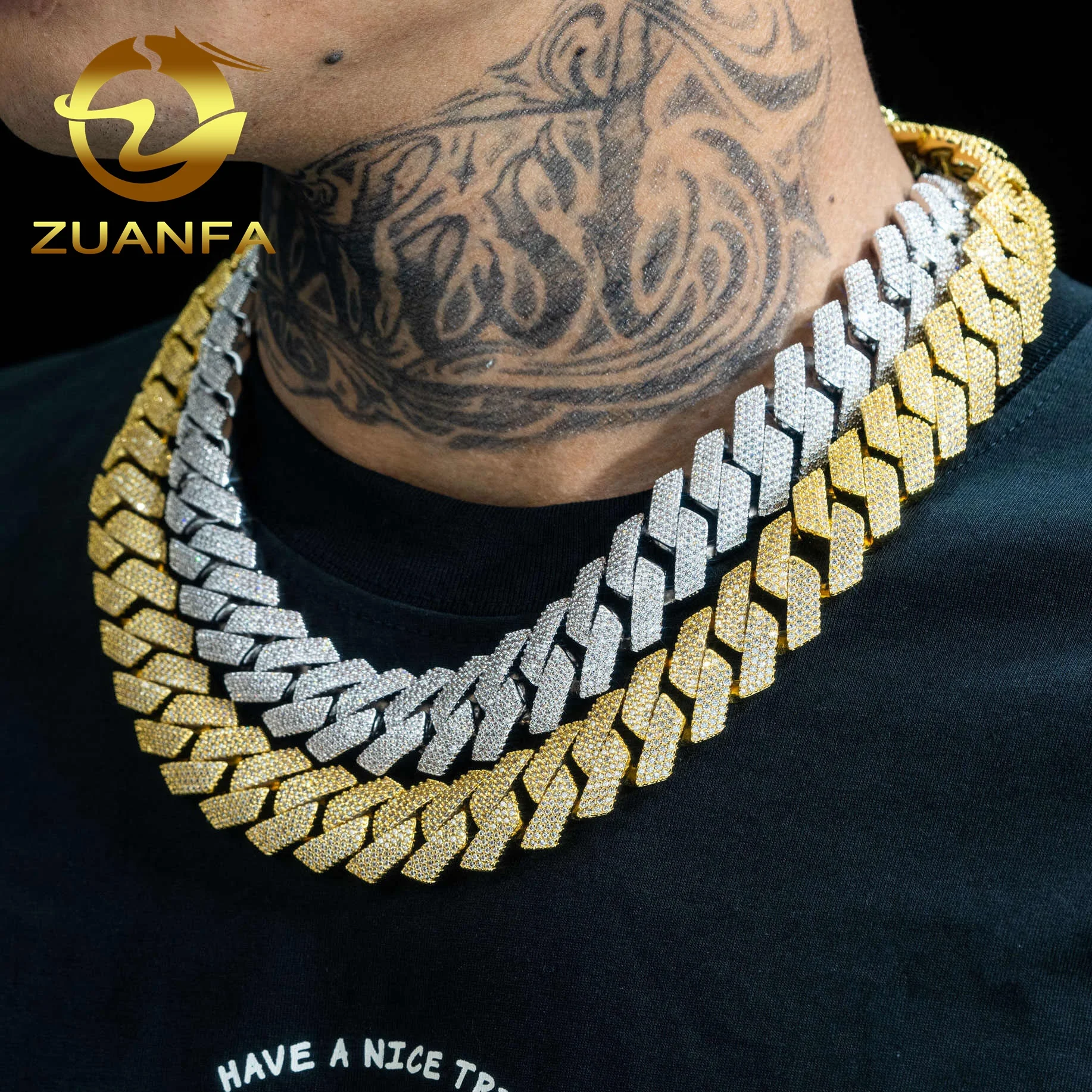 

Fine Jewelry Custom Necklace 925 Sterling Silver Men's Gold Plated Hip Hop Rock Cuban Chain VVS Diamond Moissanite Cuban Chain