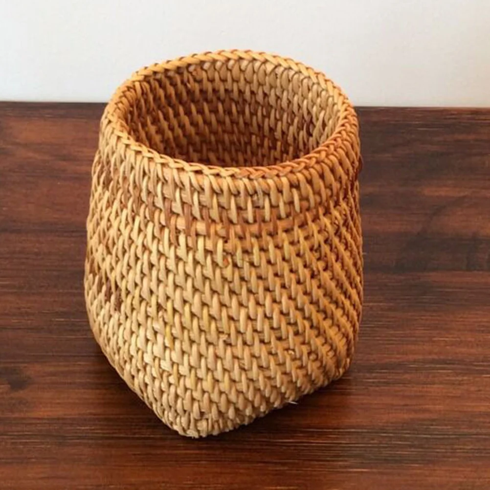 

1Pcs Tea Set Canister Natural Rattan Woven Basket Fine Polished Edge Quaint Artistic Look Perfect Gift for Wedding Anniversary