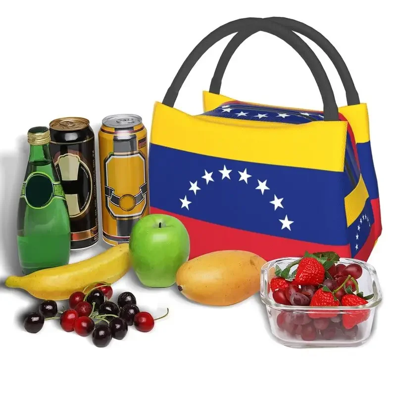 Custom Flag Of Venezuela Lunch Bags Women Cooler Thermal Insulated Lunch Boxes for Work Pinic or Travel Fruit Fresh Storage Bag