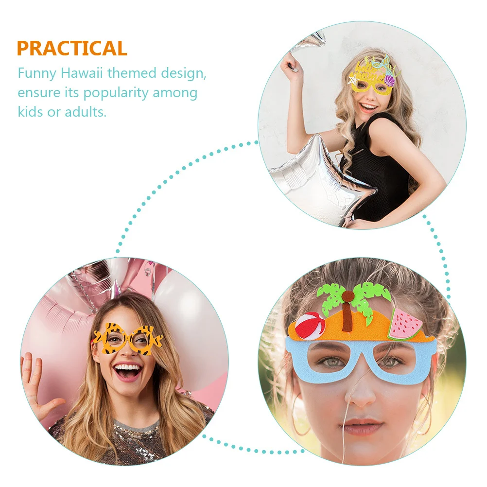 

4Pcs Decorative Eyewear for Hawaii Theme Party Plastic Glasses Smooth Safe Edges Ideal Party Favors Kids Adults Photo Booth