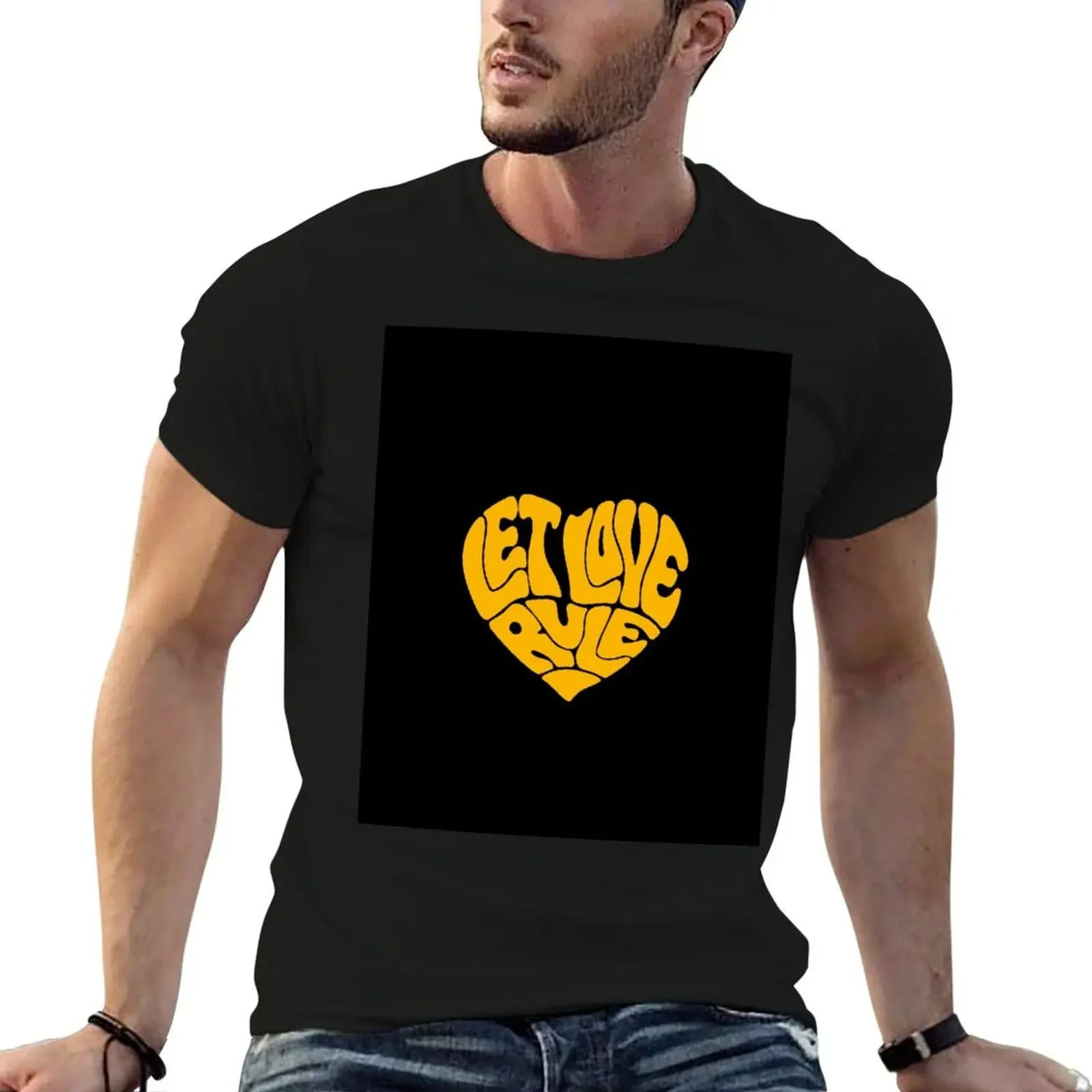 Lenny Kravitz – Yellow Heart Let Love Rule T-Shirt tees cotton graphic tees street wear shirts graphic tee anime shirts men