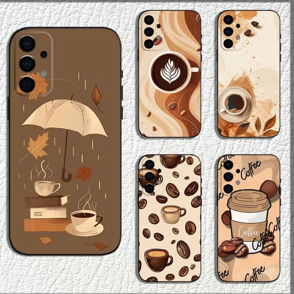 

Autumn Coffee Time Phone Case For Samsung Galaxy A73,72,71,A52,51,40,41,A22,A32,31,A13,12,Note20 Soft Black Shell