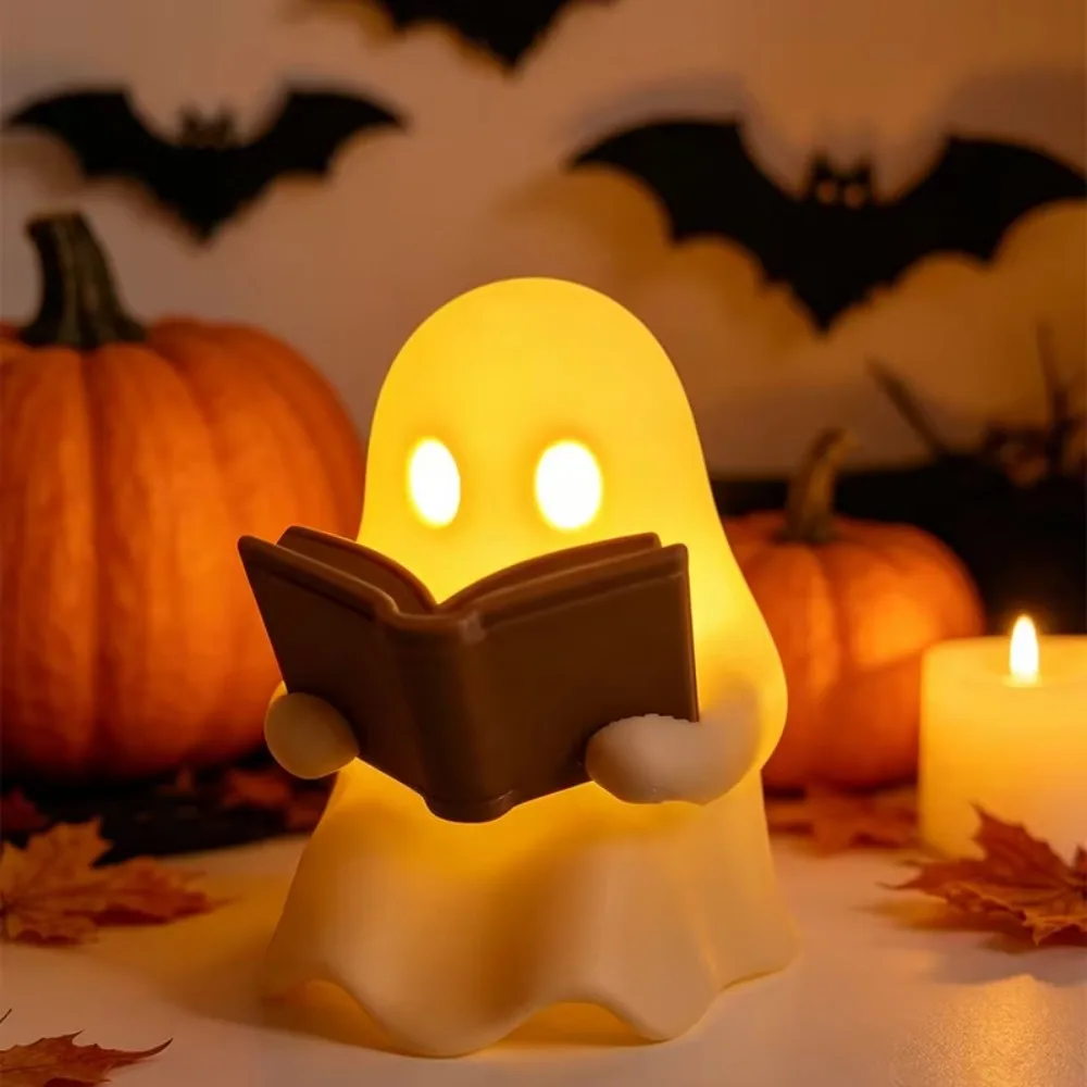 LED Warm Light Halloween Ghost Reading Lamp Energy-efficient Plastic Ghost Reading Desktop Ornament Low-energy-consumption