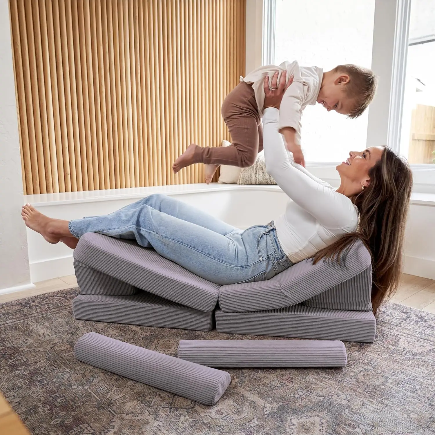 Modulaire kinderspeelbank voor leuke speeltijd of comfortabel loungen - de perfecte peuterbank om de creativiteit te vergroten en gemakkelijk te buigen