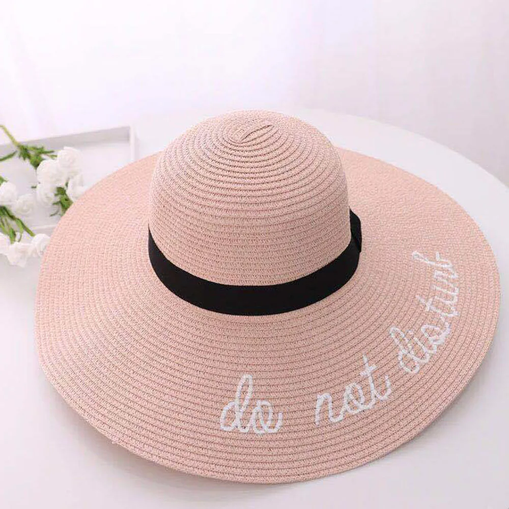 Embroidered Vacation Fashion Big Edge Sun Protection Straw Hat, Beach Hat, Beach Sun Protection Outdoor Travel Versatile Sun Hat