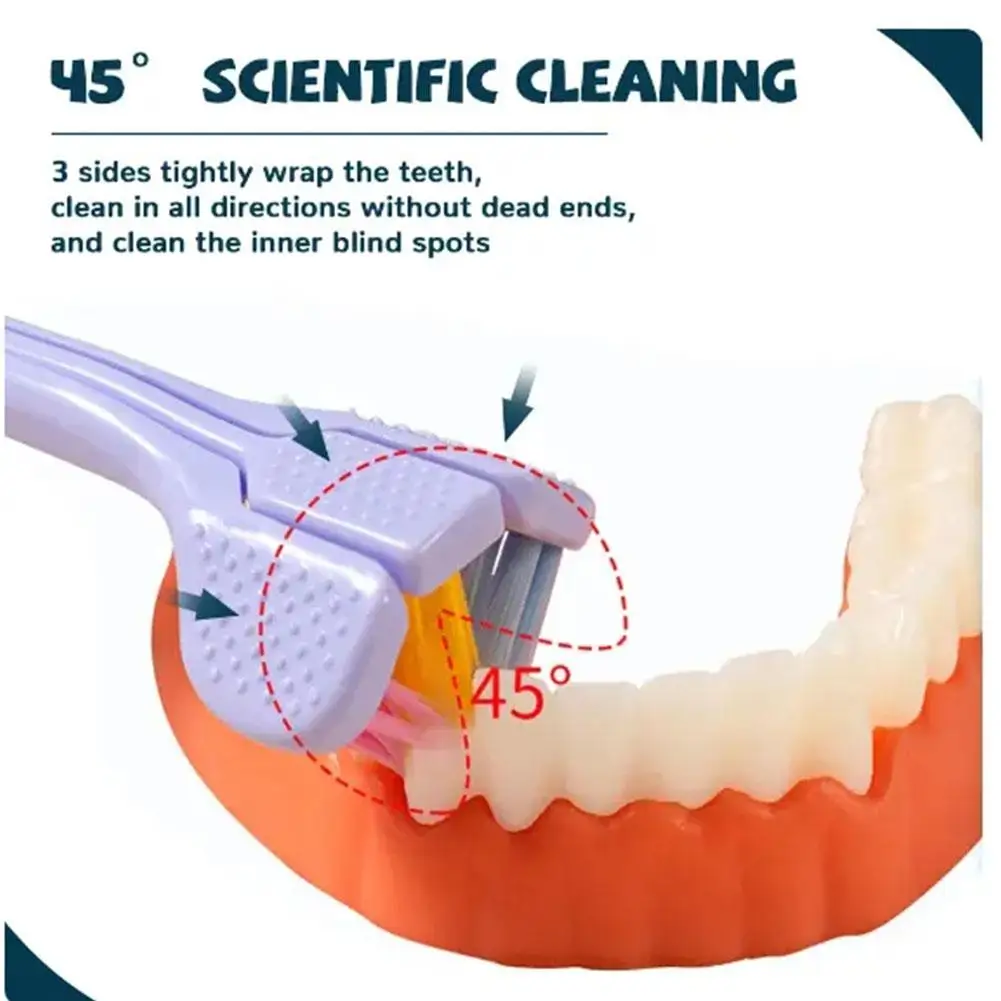 

3d Stereo Three-sided Toothbrush Ultrafine Soft Bristle Teeth Adult Oral Brush Cleaning Deep Tooth Care Brush Tongue Scrape G1g8