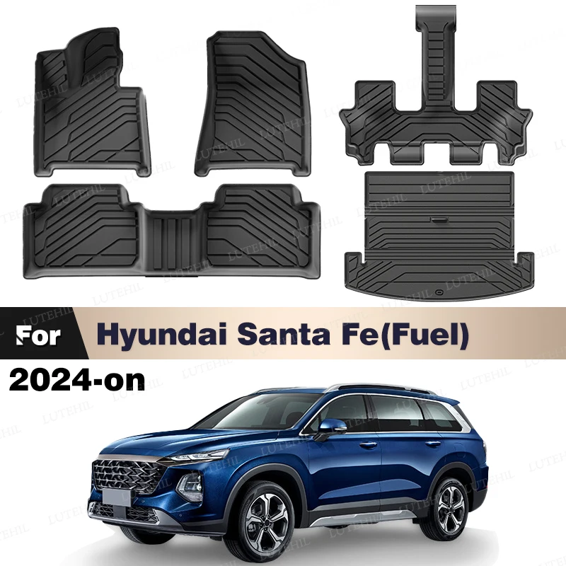 

For Hyundai Santa Fe(Fuel) 2024-on All-Weather TPE Floor Mat Trunk Mat Carpet Cover Automotive Interior Accessories