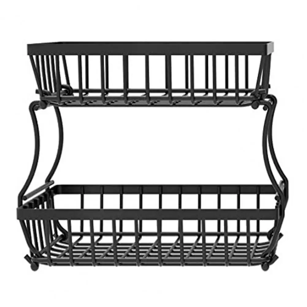 Stackable Storage Basket Metal Wire 2 Tier Countertop Fruit Basket for Kitchen Vegetable Storage Bread Bowl Stand for Potato