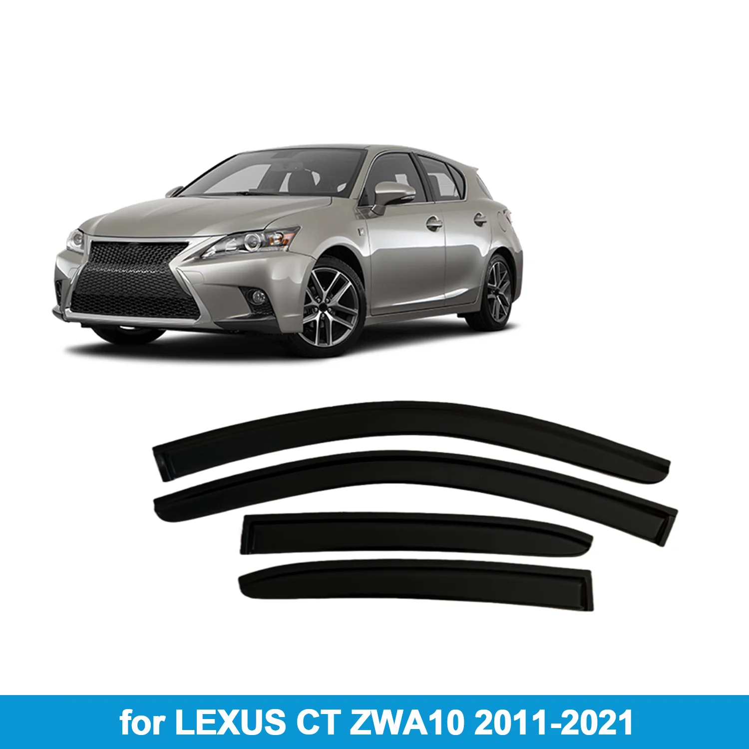 

Window Visor for LEXUS CT ZWA10 2011-2021 Rain Guard Side Vent Deflector Weathershield Outside-Mount Tape On