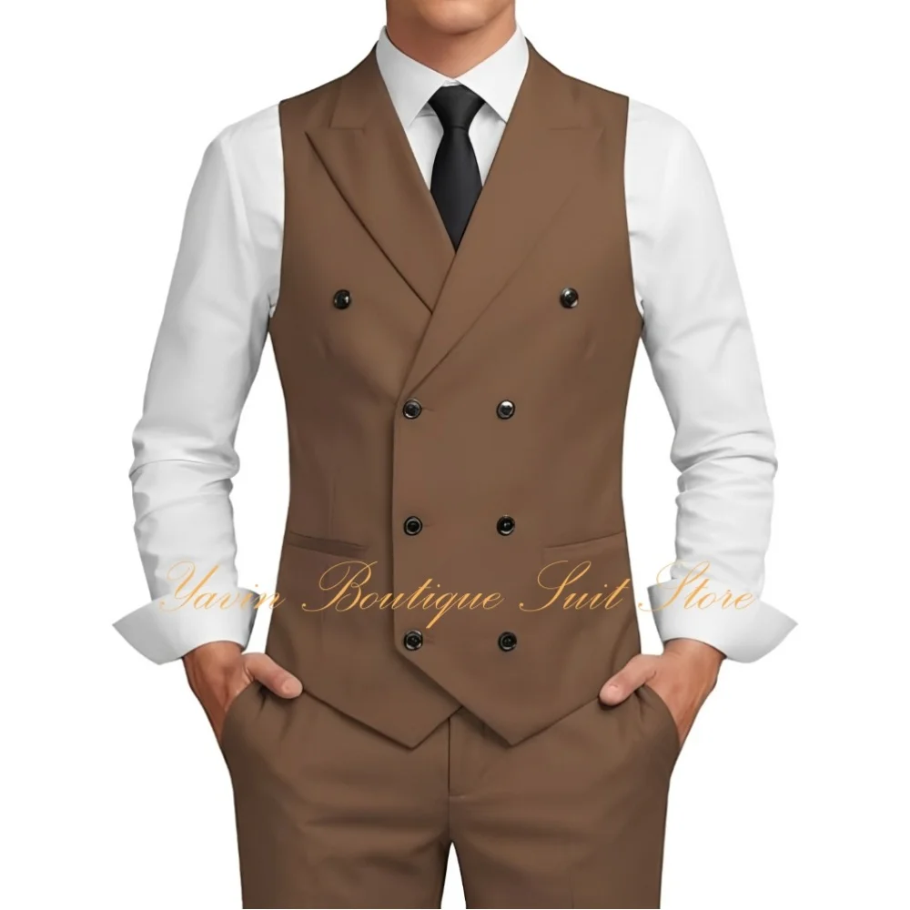 

Formal Men's 2 Piece Suit Vest Pants Set for Men Double Breasted Waistcoat Casual Business Suits Wedding Prom Tuxedos